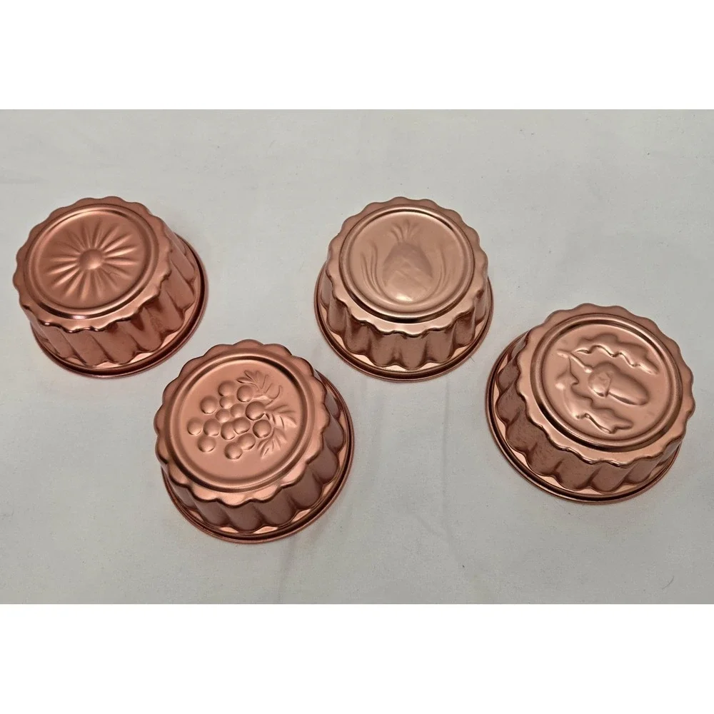 Vintage Jello Molds Set Of 4 Copper Color Aluminum Cake Tart Molds
